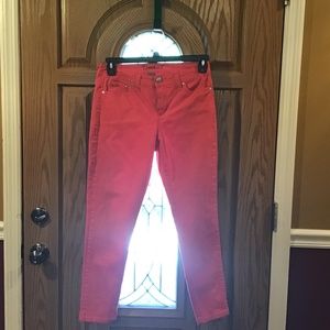 💚3/$25 New Directions 10 orange jeans with beading and flower stitching